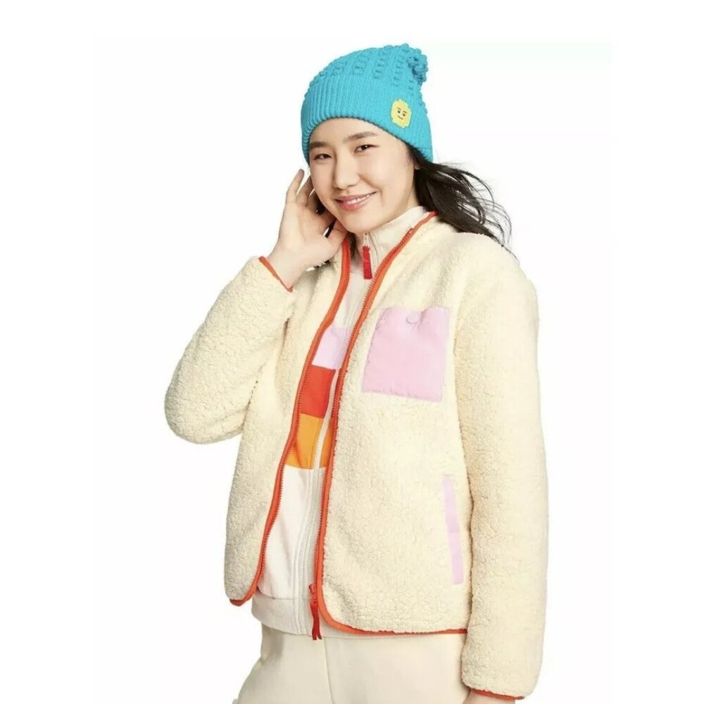 NWT Women's Contrast Pocket Sherpa Jacket LEGO Collection x Target Cream Sz XXS